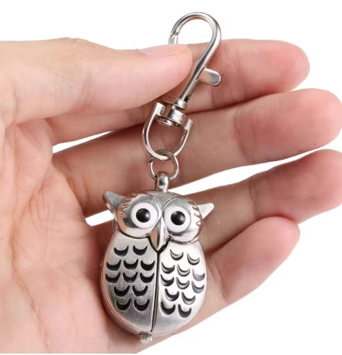 Fashion Keychain Owl Shape Pocket Watch Unisex Vintage Alloy Keyring Clock Fob Watches Key Chain Bag Car Birthday Gifts