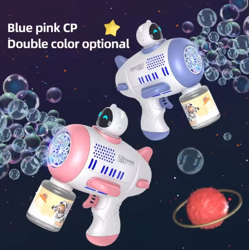 Spaceman Bubble Maker Rocket 12 Holes Shape Soap Bubble Blower Maker with Light Bubble Machne Toys for Boys Girls Birthday Gift