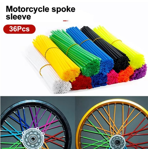 36Pcs 17cm Dirt Bike Spoke Covers Motorcycle Wheel Rim Spoke Wrap Kit Skins Protector Cover For Motocross Bicycle Bike Universal