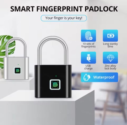Smart Fingerprint Padlock USB Smart Cabinet Keyless Home Travel Case Drawer Lock Anti Theft Multi Function Lock Zinc Alloy Lock