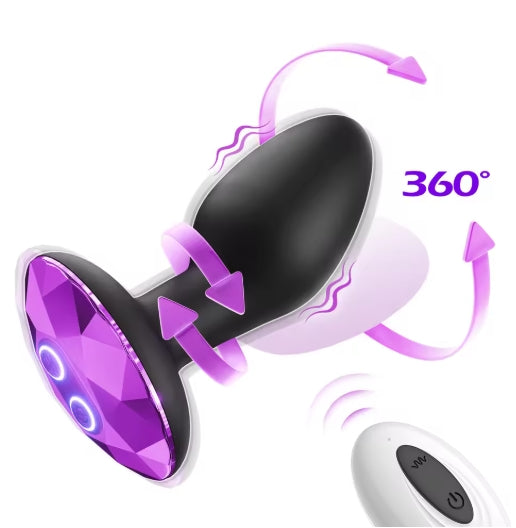 360 Rotation Anal Plug Vibrator Butt Plug with Remote Control Men Prostate Massager Buttplug Adult Sex Toy for Women Men Gay