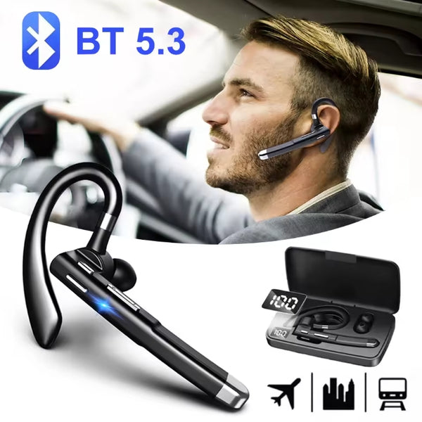 Upgrade II Business Ear-Mounted Wireless Headset with Charging box BT5.3 Hands-free Call Noise Canceling Headphones for Phone Laptop Computer