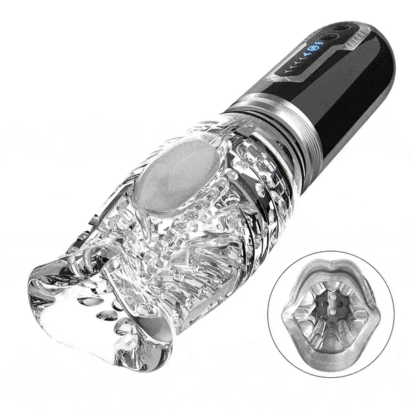 360°Rotating Retracting Automatic Male Stroker – 7 Vibrations & 5 Thrusting Modes, USB-Rechargeable Rotating Masturbator with Transparent Sleeve