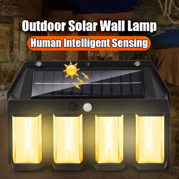 Outdoor Solar Wall Light 4/3/2 Bulb Waterproof Motion Sensor Light Solar Porch Light Strip 3 Modes For Courtyard Garage Garden