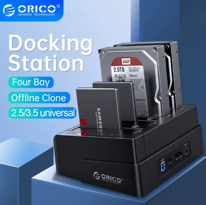 ORICO HDD Docking 4 Bay Hard Drive Docking Station with Offline Clone SATA to USB 3.0 HDD Docking Station for 2.5/3.5 inch HDD