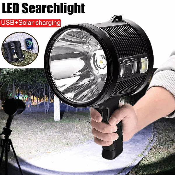 Handheld XP150 Solar Spotlights Searchlight Super LED Spot Lights 158000Lumens Large Flashlight Super Bright Outdoor Power Bank Rechargeable