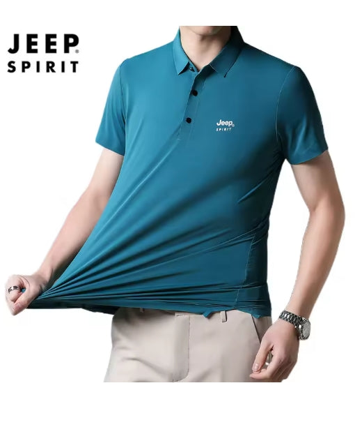 JEEP SPIRIT short-sleeved Polo Shirt men Business Casual Sports Breathable and Comfortable Solid Color Lapel Clothes