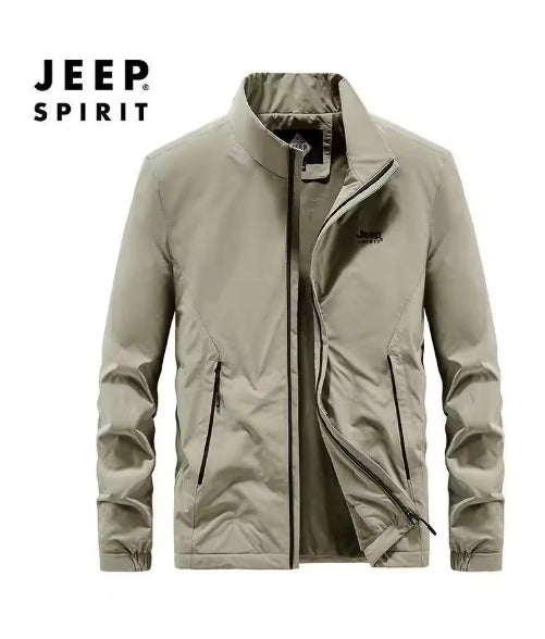 JEEP SPIRIT Spring Autumn Winter Men Plush Thickened Jacket Fashion Simple Stand Collar Overcoat Casual Warm Oversize Jacket clothes