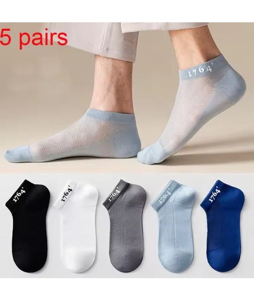 Men's Socks 5 Pairs Of Breathable Sweat-absorbing Odor Resistant Mesh Short Socks Thin Business Short Socks