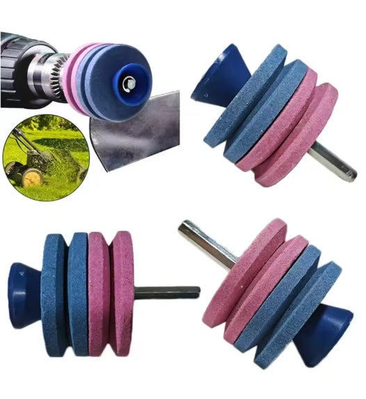 4-Layer Multi-purpose Rotary Lawn Mower Sharpener Drill Lawnmower Faster Blade Sharpener For Any Power Drill Hand Drill Head Parts