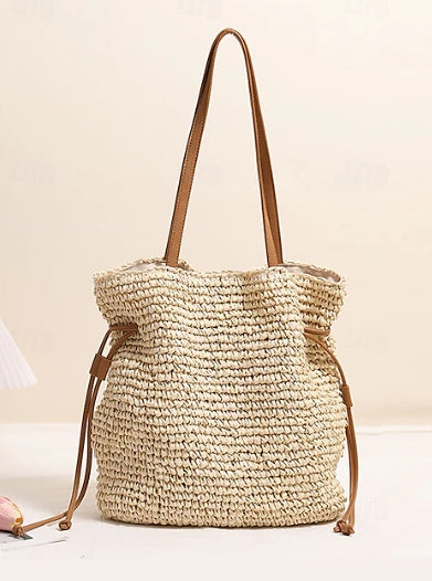 Luxury Straw Large Capacity Tote Bag Summer Beach Women Shoulder Bags Handmade Woven bag Top-Handle Raffia Boho Woven Women bags