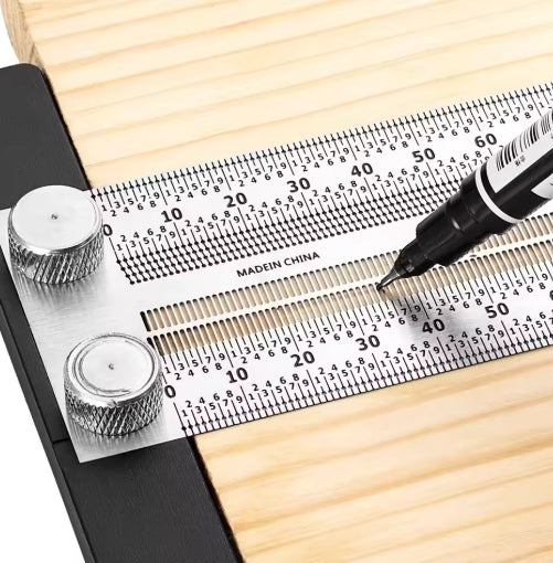 High-precision Scale Ruler T-type Hole Ruler Stainless Woodworking Scribing Mark Line Gauge Carpenter Measuring Tool