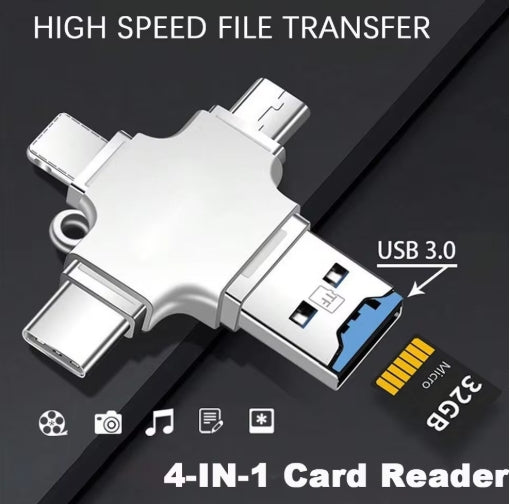 4 In 1 Memory Micro SD Card Reader Adpater For IPhone Ipad Android Mac PC Camera Type C Lighting Usb C Android Portable Reader