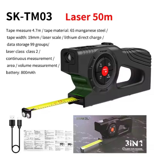 Digital Laser Rangefinder, Laser Tape Measure 3 in 1 Intelligent Electronic Measuring Ruler Multifunctional Charging