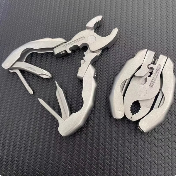 SWISS 9 IN 1 Mini Multifunctional Pliers Pocket EDC Multitool Keychain Screwdriver Outdoor Hiking Gear Small Bottle Opener