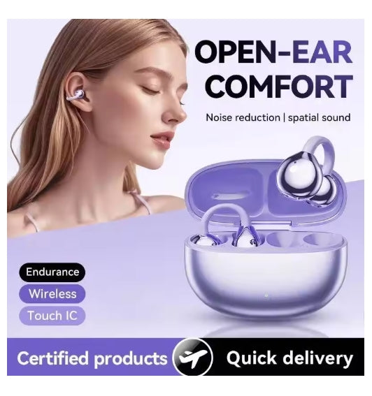 Open Ear Clip Lightweight Bluetooth Headphones Sports Earbuds Waterproof