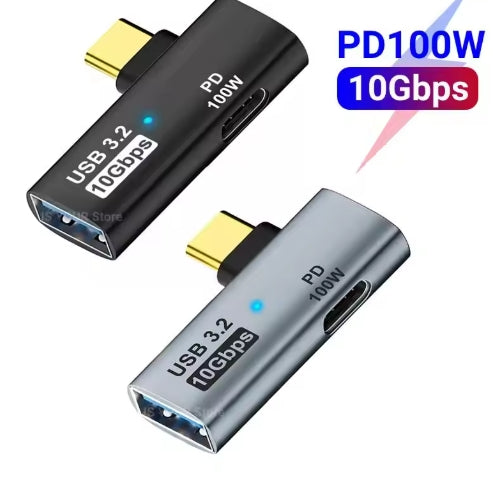 2 in 1 USB C OTG Cable Adapter Type C to USB3.2 10Gbps PD100W Fast Charging Data Adapter for Samsung Huawei Xiaomi Laptop Tablet
