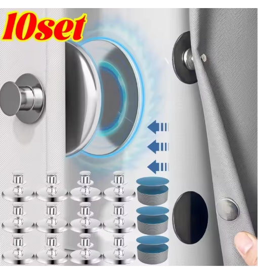 20Pairs Curtain Clip Curtain Magnetic Button Nail Free Detachable Magnet Buckle Adjustment Curtain Buttons Accessories Fix Curtain