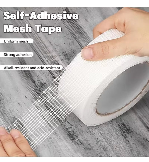 25meters Fiberglass Adhesive Mesh Tape Wear-Resistant Self-Adhesive Wall Repair Reinforcement Fiber Tape Strong Viscosity Fixation Mesh Tape