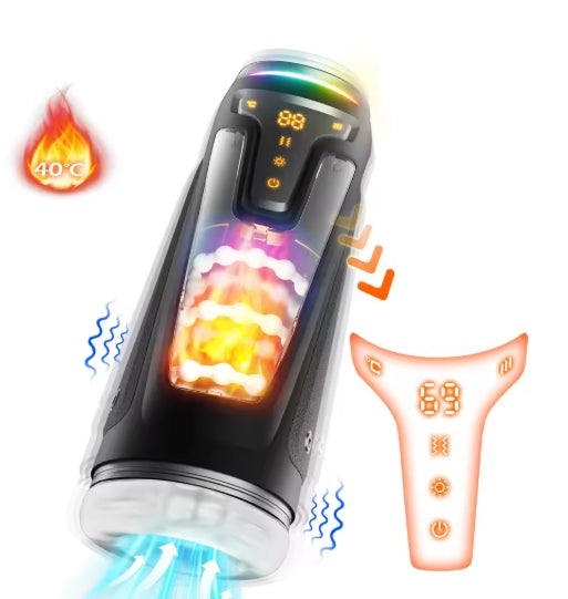 LED Automatic Male Masturbator Goods 9 Vibrating 8 Thrusting Modes 2 Heating Blowjob Sucking Machine Vaginette