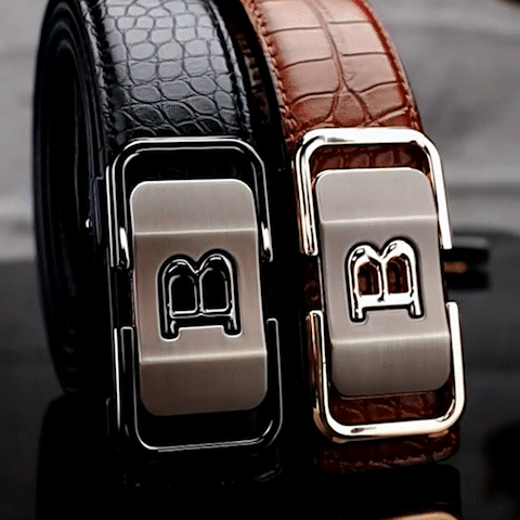 High-grade Handmade Men's Crocodile Leather Automatic Buckle Belt