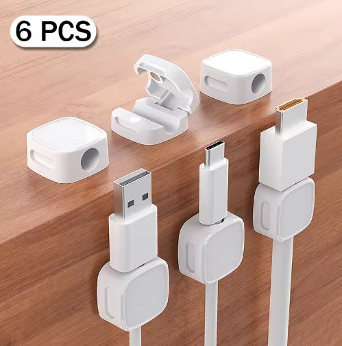 6Pcs Magnetic Cable Clip Cable Holder, Adhesive Wire Keeper Cord Cable Organizer, Usb Charging Line Winder For Office Desktop Home