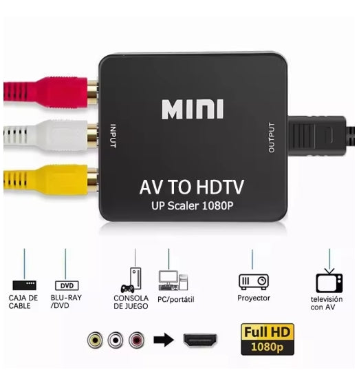 AV TO HD Adapter HDTV 1080P Video Composite Converter AV2HDTV RCA To HDTV CVSB L R Video Scaler Converter Box