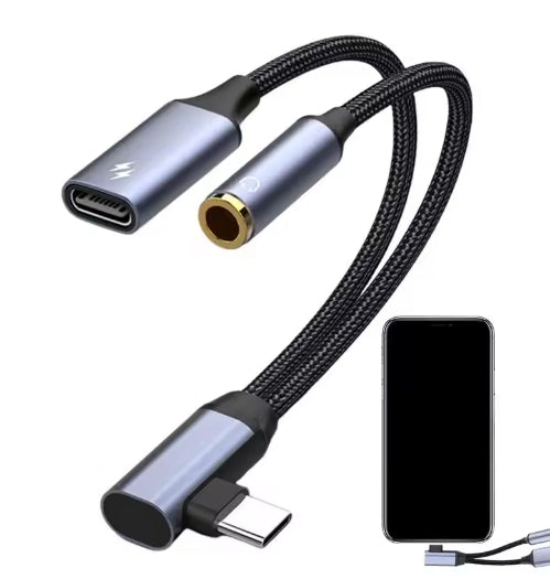OTG 2 IN 1 USB C Splitter to Dual Type USB C Headphone Jack Audio Adapter PD Fast Charger for Samsung Huawei iPhone Xiaomi