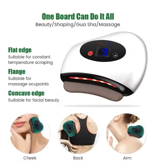 Electric Scraping Vibration Massage Hot Compress Dredging Meridian Lymphatic Drainage Soothe Tense Muscles Gua Sha Board