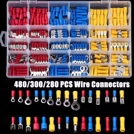 480/720/280Pcs Insulated Cable Connector Electrical Wire Crimp Spade Butt Ring Fork Set Ring Lugs Rolled Terminals Assorted Kit