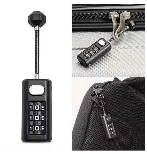 3-Position combination lock Resettable Coded Lock Backpack Zipper Lock Luggage Padlock Dormitory Cabinet Lock