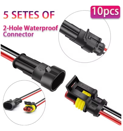 10pcs 5 Sets Waterproof Automotive Male Female Electrical Connectors Plug 2-Pin Way With Wire For Car Motorcycle Scooter Marine 1-Pin/2-Pin/3-Pin/4-Pin