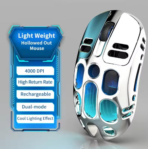 Creative RGB Light-emitting Mechanical Skeleton Mouse Bluetooth 2.4G wired Multi-mode Connection