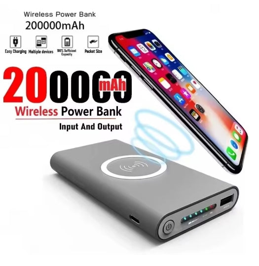 200000mAh Power Bank Two Way Wireless Fast Charging Powerbank Magnetic Type-c External Battery For Iphone Samsung Xiaomi Lenovo