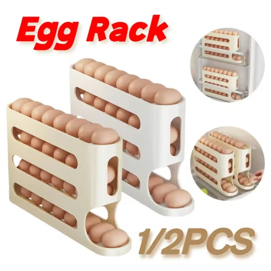 4 Layer Household Automatic Rolling Egg Storage Box Kitchen Refrigerator Side Door Egg Preservation Rack Egg Boxes Eggs Storage