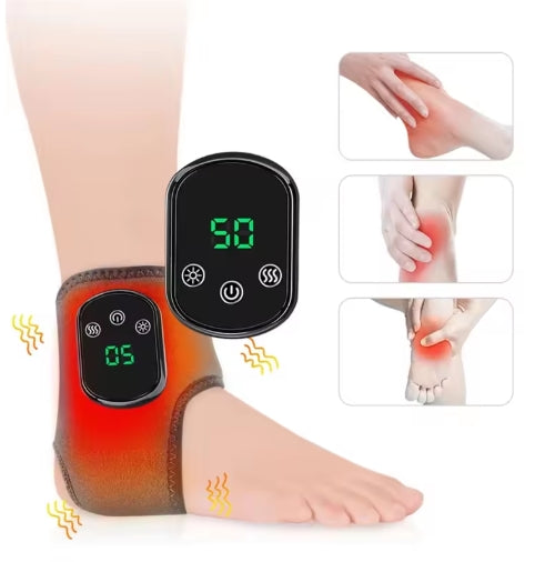 Wireless Heated Ankle Massager for Achilles-Tendinitis 5 Heat Modes 1800mAh Battery Ankle Heating Pad with Massage