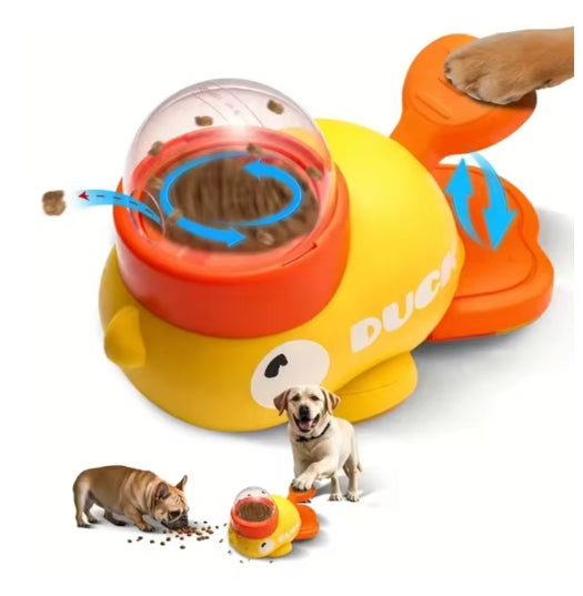 Yellow Duck-Shaped Interactive Pet Treat Dispenser Durable Plastic Training Cat DogToy Puzzle Slow Feeder Dog Entertainment Toy