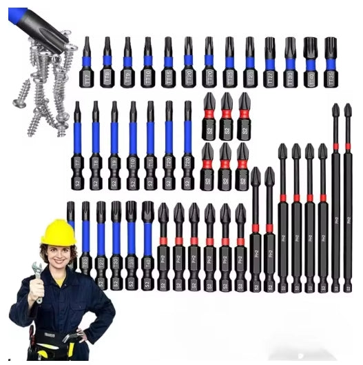 46PCS Phillips and Torx Magnetic Screwdriver Set Durable Non-slip Screwdriver Bit Set Shockproof Hex Shank Magnetic Impact Nut Driver Set