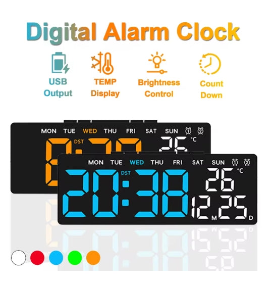 Digital Alarm Clock Desktop Clock Dual Alarm Brightness Adjustable Electronic LED Alarm Table Clock USB Powered Home Decoration