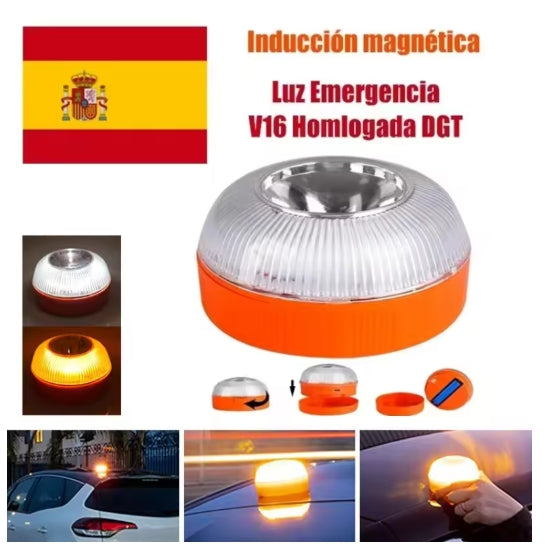 Car Emergency Beacon Light V16 Homologated Dgt Approved USB Rechargeable Magnetic Induction Strobe Light Car Emergency Light