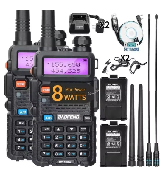 1/2PCS BaoFeng UV-5R 8W Tri-Power Walkie Talkie High Power Dual Band Long Range 128 CH Portable Handheld UV 5R Ham Two Way Radio
