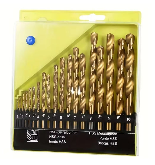 19pcs M35 Cobalt 1mm-10mm Drill Bits Round Straight Handle Metric Drill bit Set  Suitable for Stainless Steel Hard Metal Wall Tile