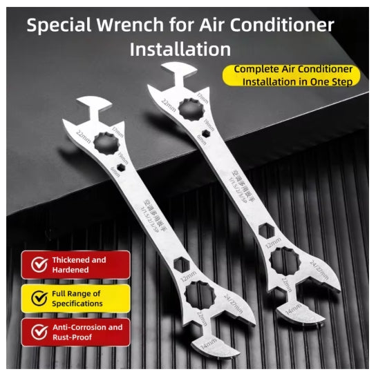Multi-Functional Air Conditioner Wrench Alloy Steel Thickening and Hardening Multifunctional Wrench Durable Open End Wrench