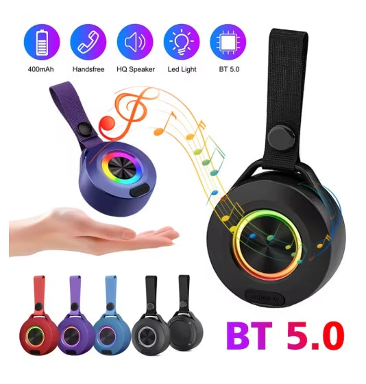 Portable Mini Speaker With 7LED Light Wireless Bluetooth Speaker IPX4 Waterproof Shower Speakers Stereo Subwoofer Loudspeaker