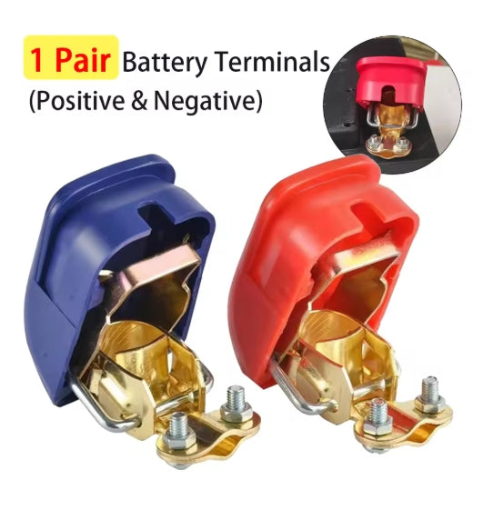 2Pcs Univerisal Car Battery Copper Terminals Clamps Quick Release Connector Detachable Battery Clip For Car Caravan Boat Motorcycle Car-styling Car Accessories