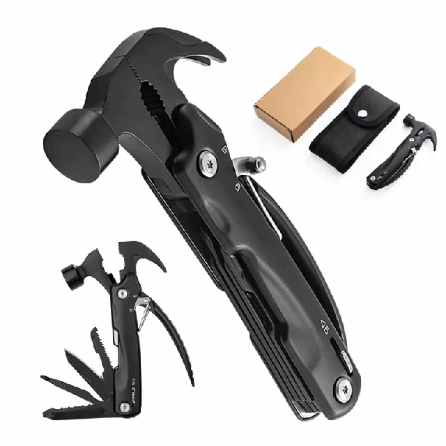 12-in-1 Multitool Mini Hammer, Pliers, Knife, Saw & Bottle Opener Set Essential Tool Kit