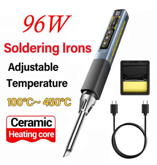 Portable Smart 96W Digital Electric Soldering Iron Kit  Fast Heat Adjustable Temperature 100-450℃ Professional Welding Solder Tool