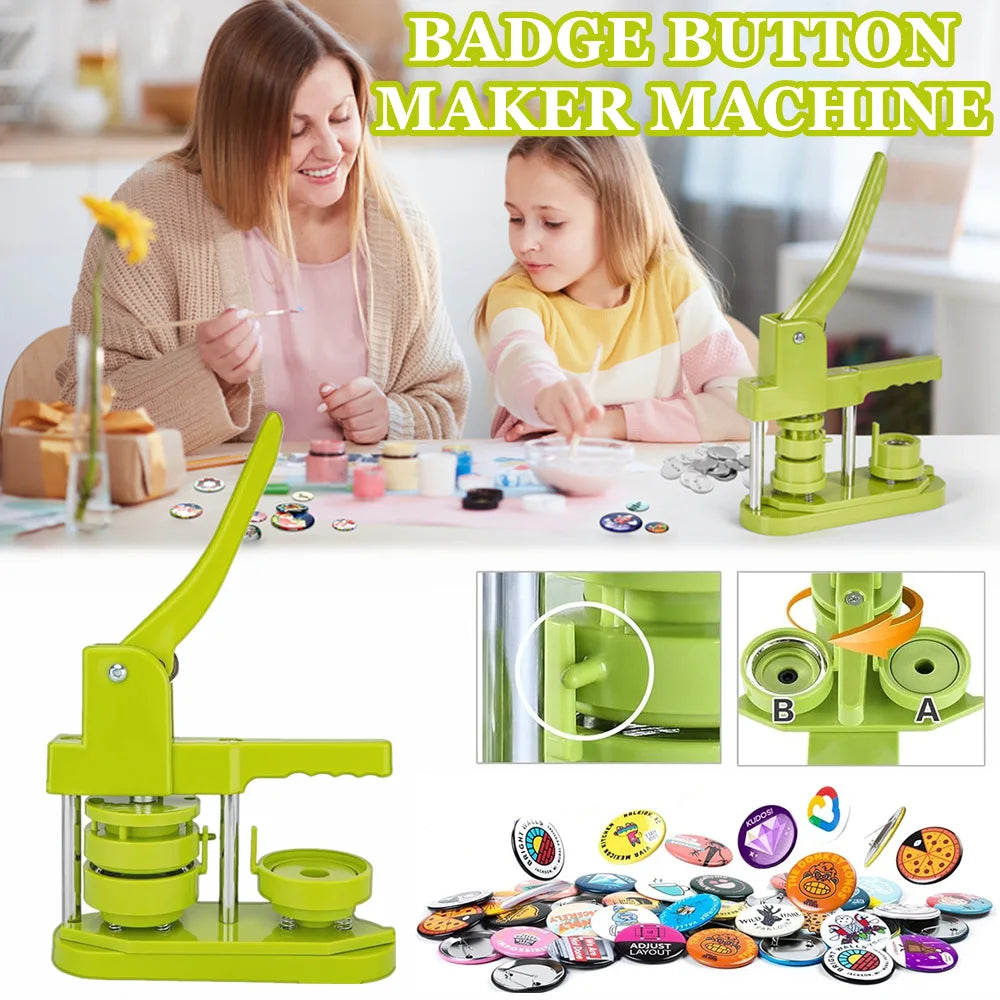 37MM Rotary Badges Button Maker Machine with 100 Badge Sets DIY Badges Pin Button Press, Pins Button Making Machine for Handicrafts Artwork Make