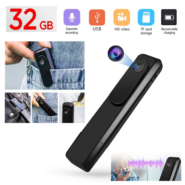 3 IN 1 Voice Recorder Camera U Disk 1080P Mini Body Camera Video Recorder Portable Handheld DV Back Clip U Disk Surveillance Camcorder