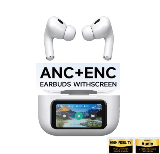 New Smart Full Color Touch Screen TWS Touch Screen Display Noise-canceling Bluetooth Headphones